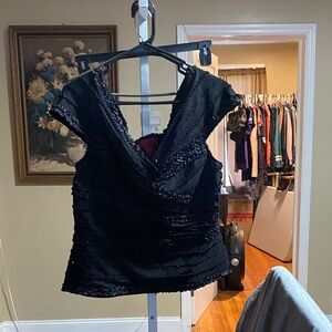 JS Collections Black Textured Women's Blouse